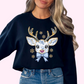 Blue Floral Confetti Coquette Bow (Faux Glitter) Reindeer Christmas DTF TRANSFER or UV DTF STICKER DECAL