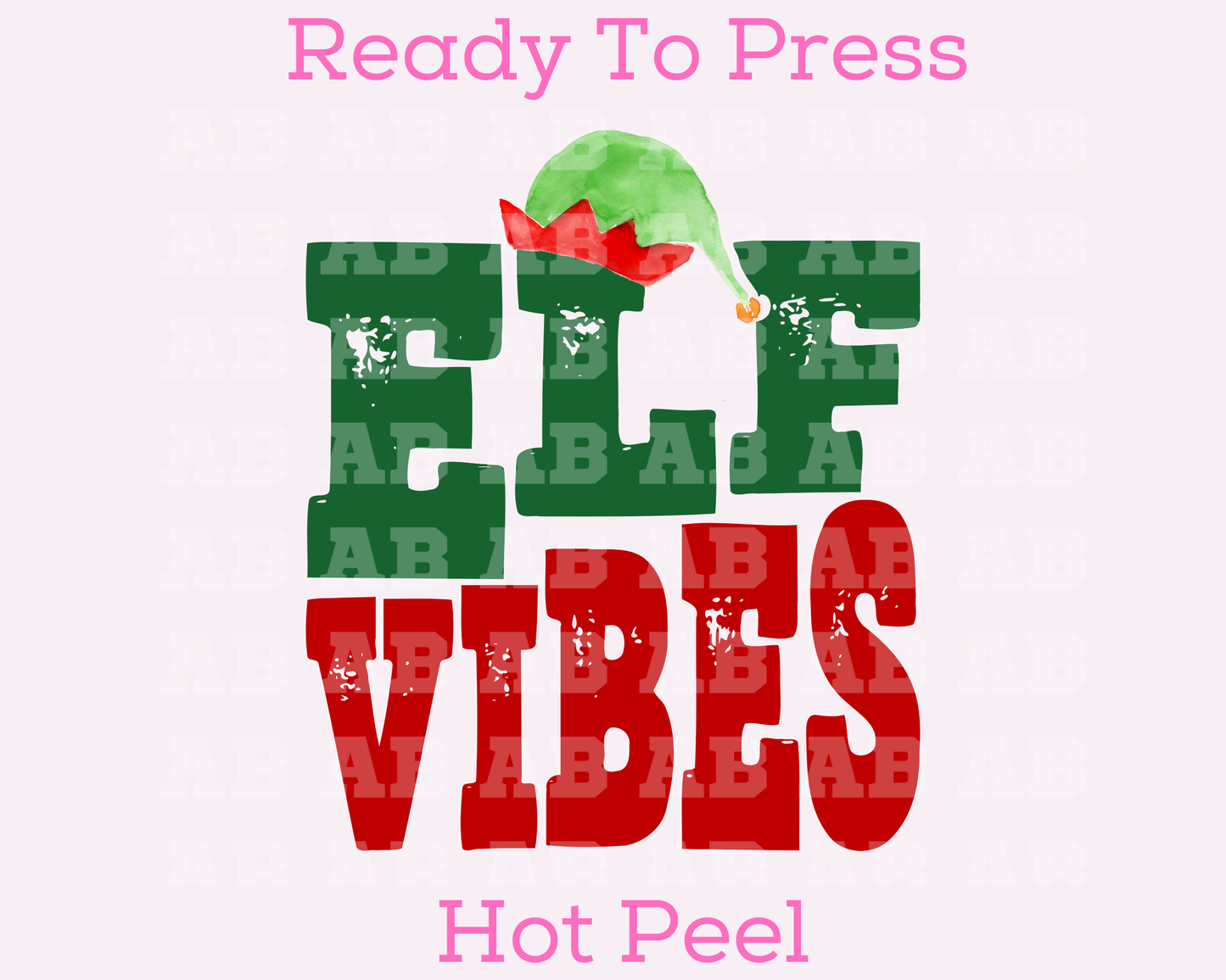 Distressed Elf Vibes Christmas DTF TRANSFER  or UV DTF STICKER