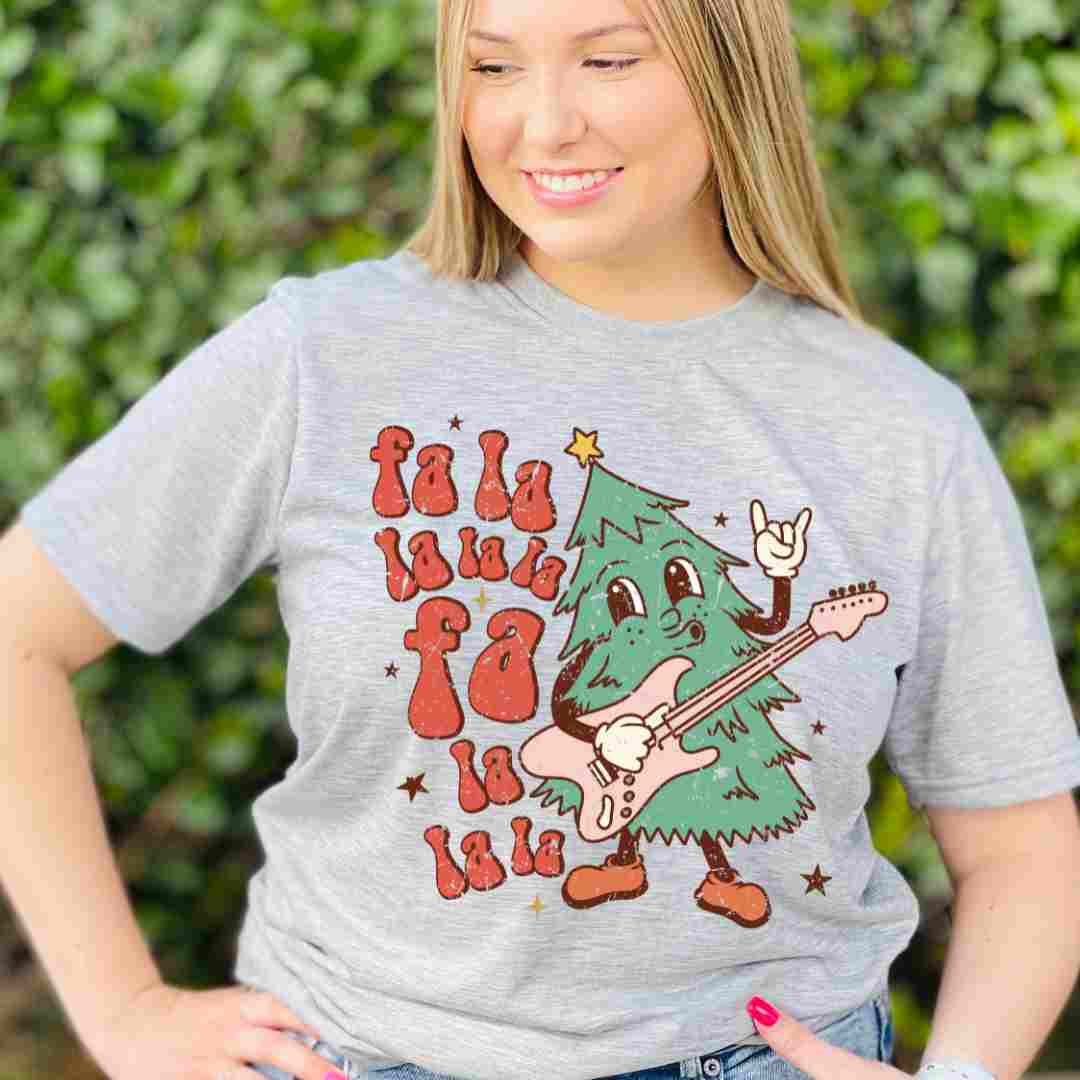 Fa La La Rockin Tree DTF TRANSFER or UV DTF STICKER