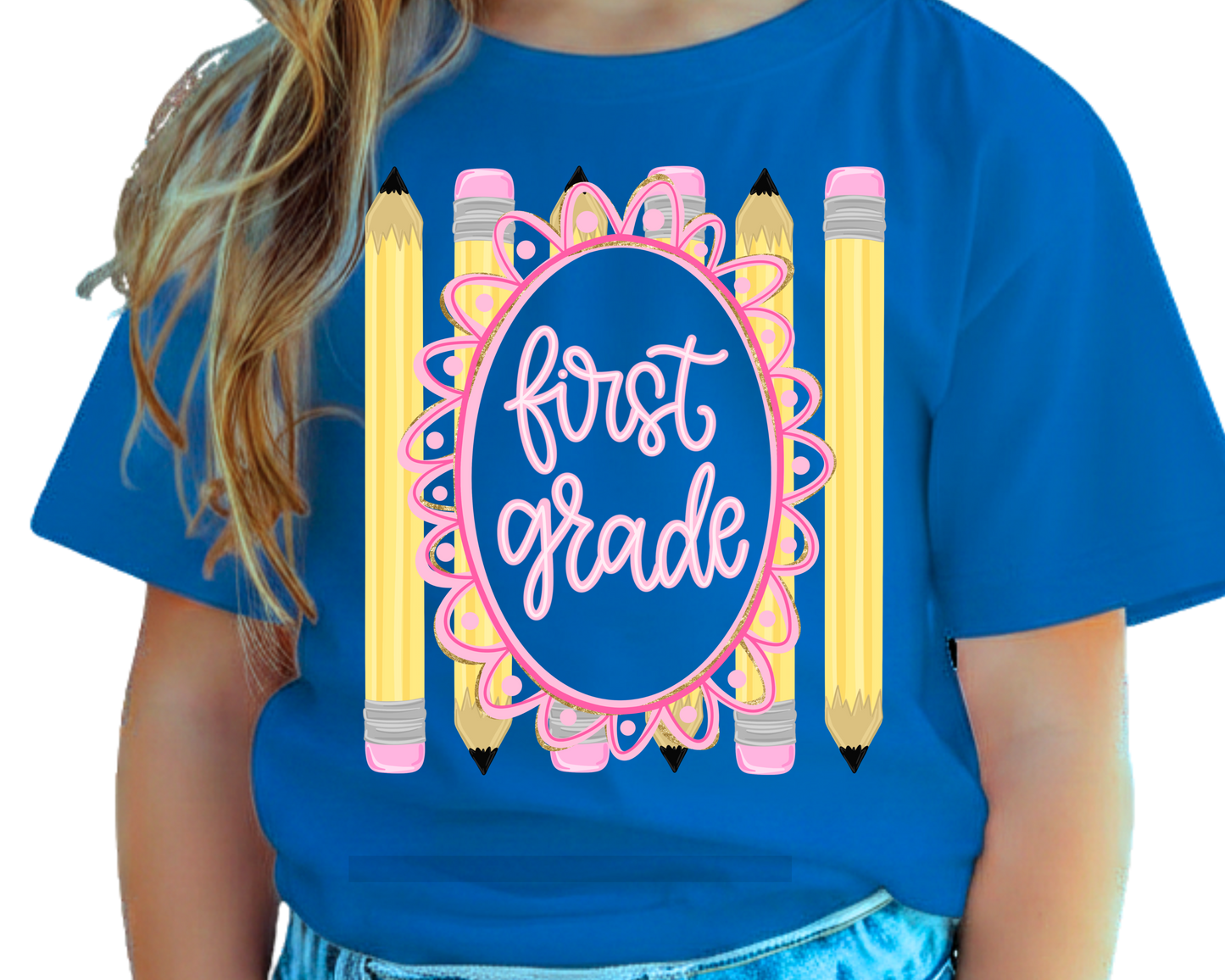 All Grades Girl School Pencils Bow TRANSFER
