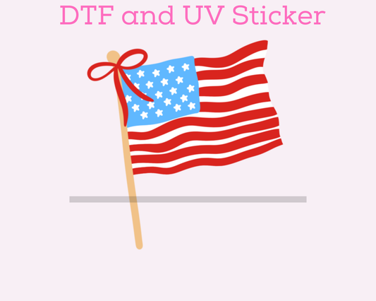Flag with Bow Patriotic 4th of July DTF TRANSFER