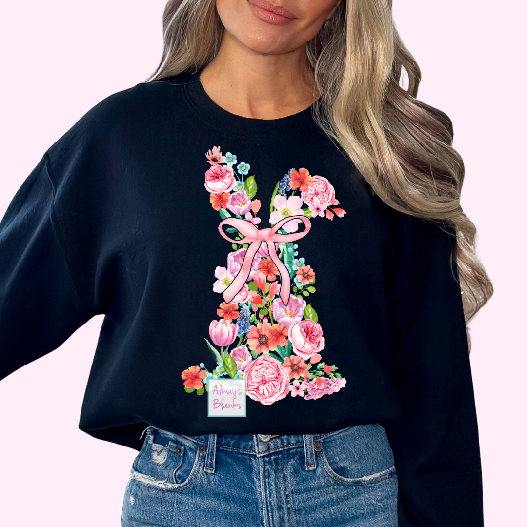 Floral Bunny Coquette Bow Spring Easter DTF TRANSFER