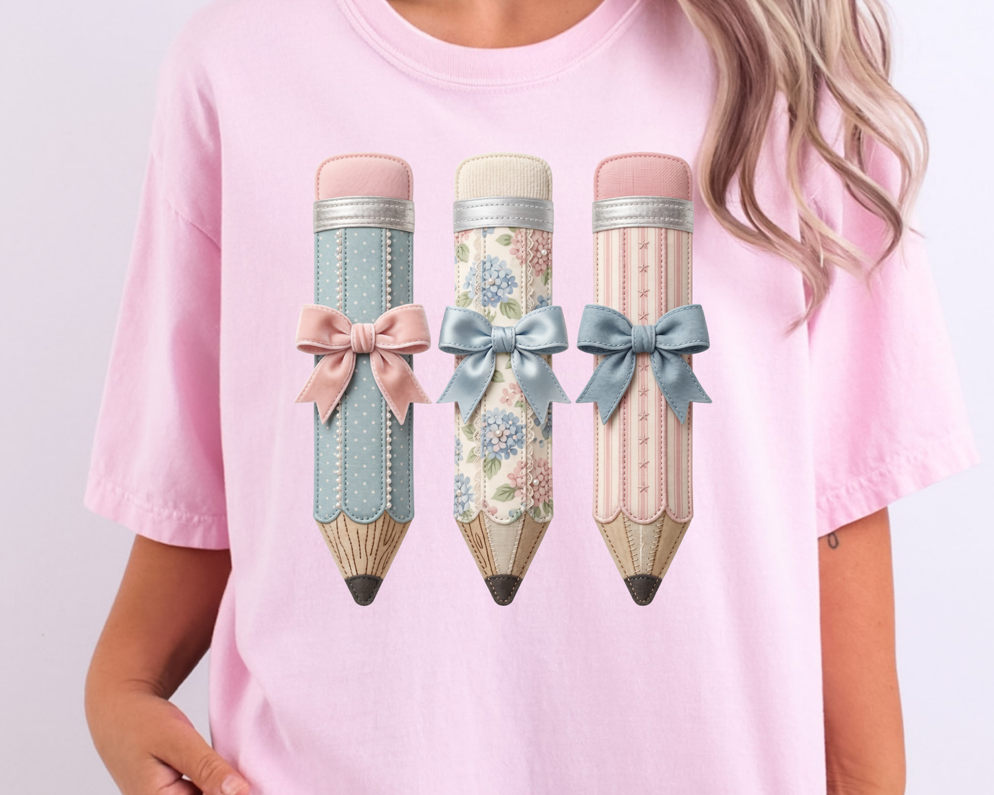 Trendy Pencils Floral Bow School Teacher DTF TRANSFER