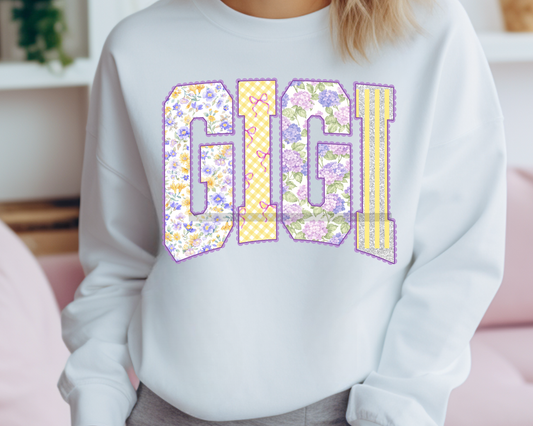Gigi Floral Preppy Varsity Letters DTF TRANSFER or UV DTF STICKER DECAL