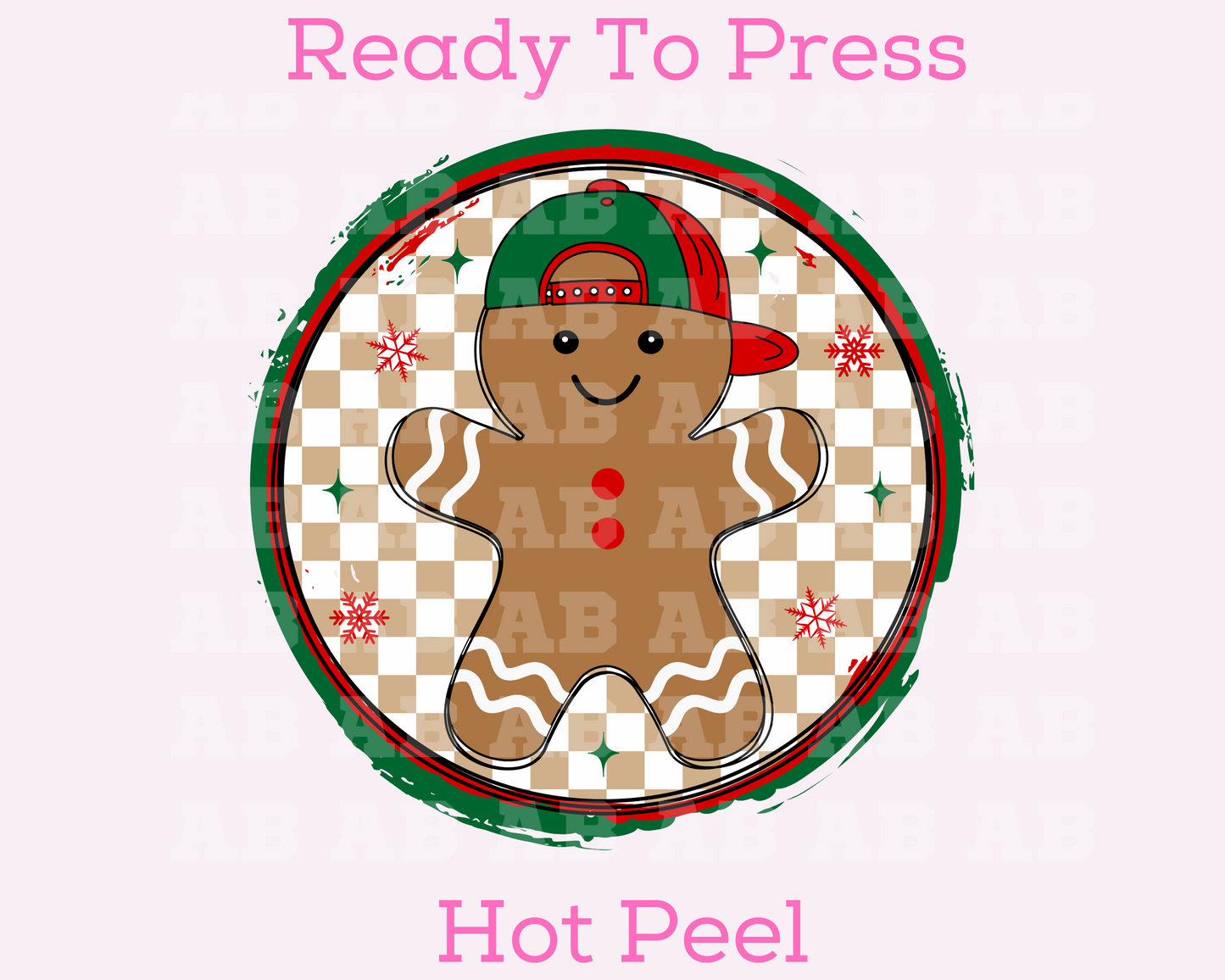 Checkered Christmas Gingerbread Boy Christmas DTF TRANSFER  or UV DTF STICKER