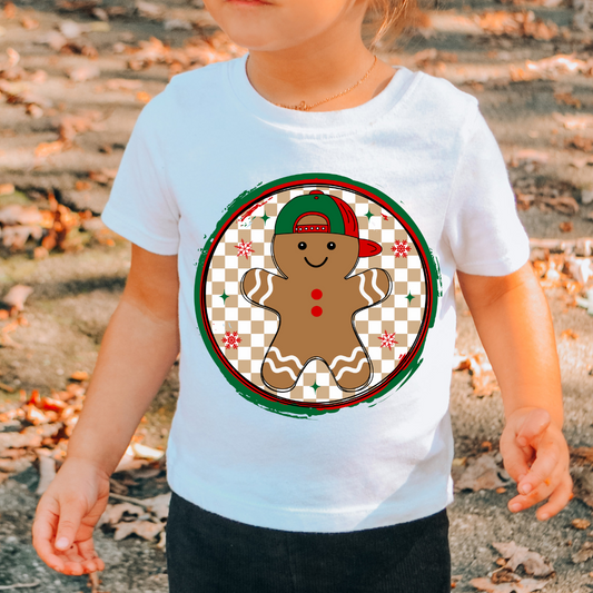 Checkered Christmas Gingerbread Boy Christmas DTF TRANSFER or UV DTF STICKER