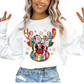 Faux Glitter Girl Reindeer Christmas DTF TRANSFER  or UV DTF STICKER