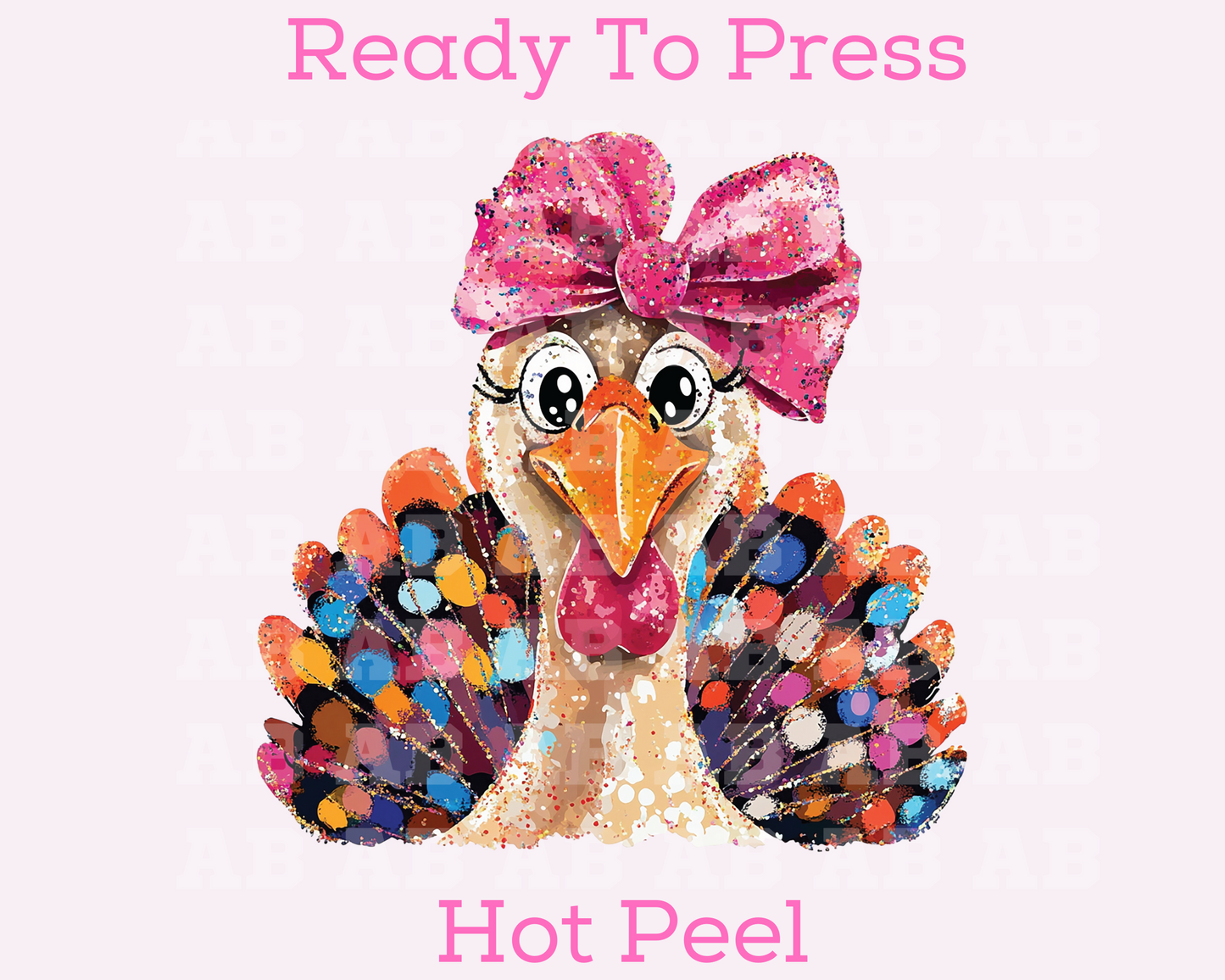 Glamorous Coquette Bow Turkey Thanksgiving DTF TRANSFER or UV DTF STICKER