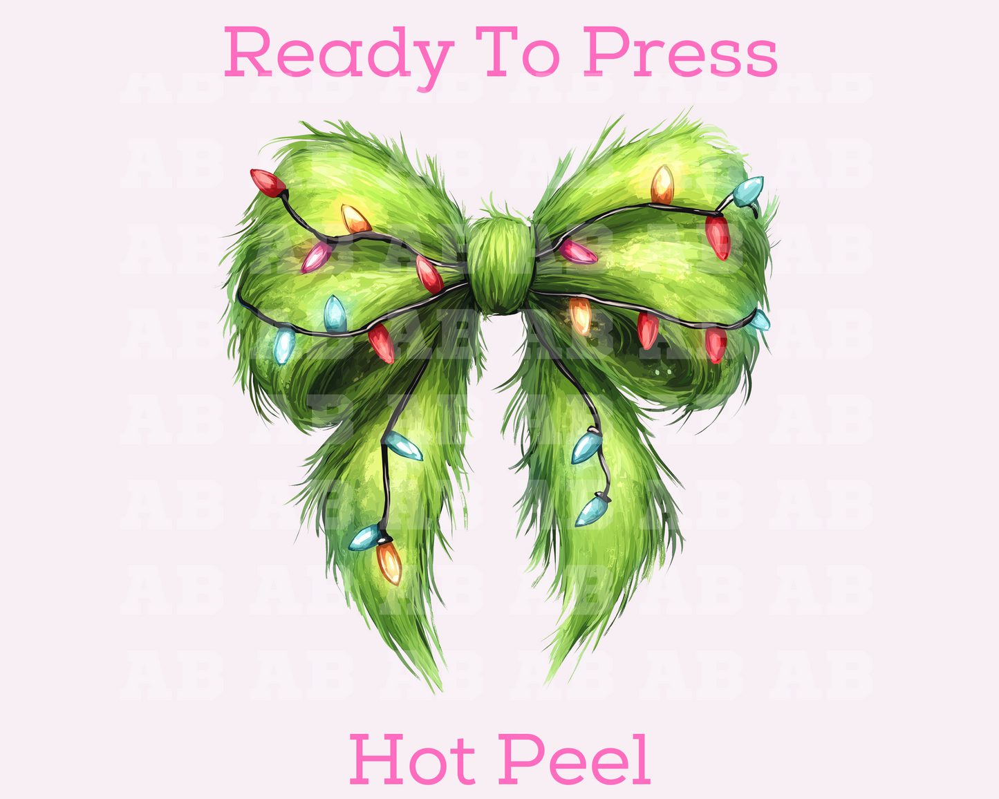 Fluffy Coquette Gr!nch Bow Christmas DTF TRANSFER  or UV DTF STICKER