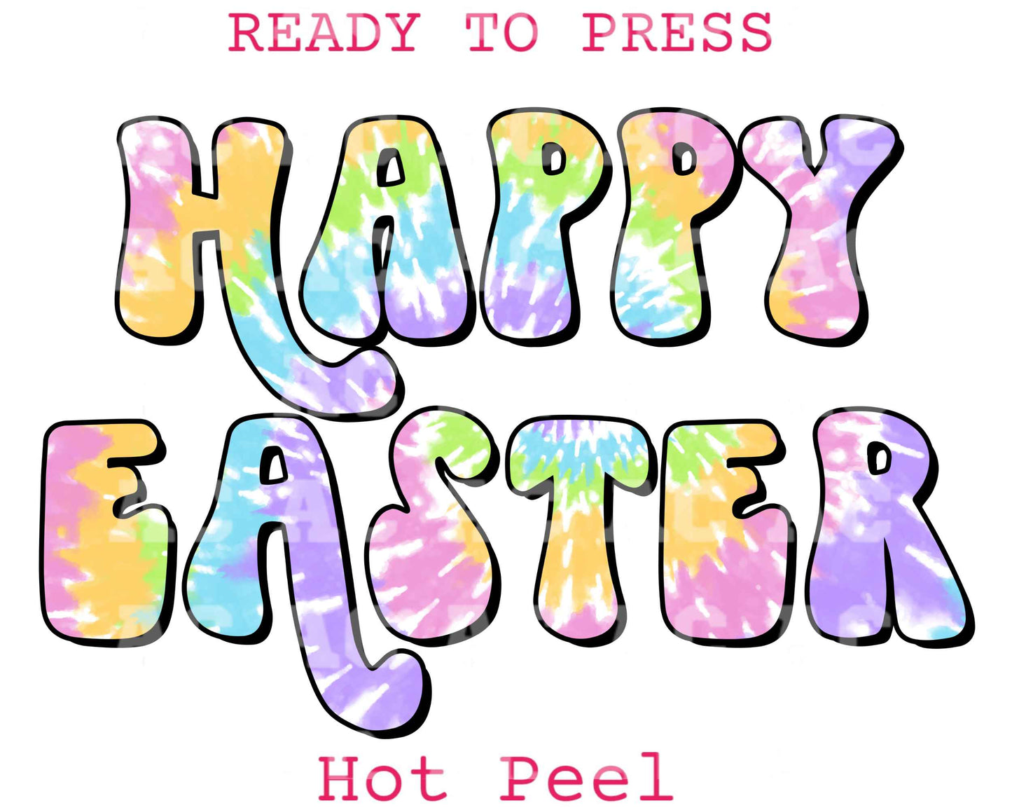 Happy Easter Groovy Tie Dye Easter DTF TRANSFER or UV DTF STICKER or UV DTF STICKER