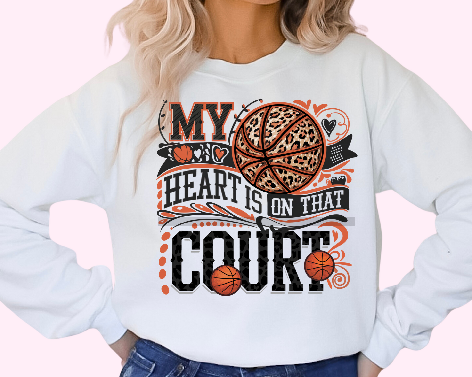My Heart is on that Court Basketball Mom DTF TRANSFER or UV DTF STICKER