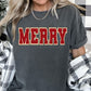 Red Chenille Merry DTF TRANSFER or UV DTF STICKER