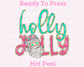 Holly Jolly Santa (Faux Glitter) Christmas DTF TRANSFER  or UV DTF STICKER
