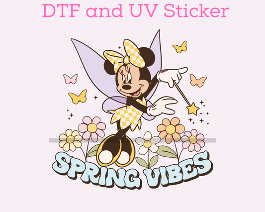 Magical Girl Mouse Spring Vibes DTF TRANSFER UV DTF STICKER