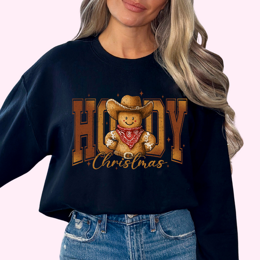 Gold Gingerbread Cowboy Western Christmas DTF TRANSFER or UV DTF STICKER