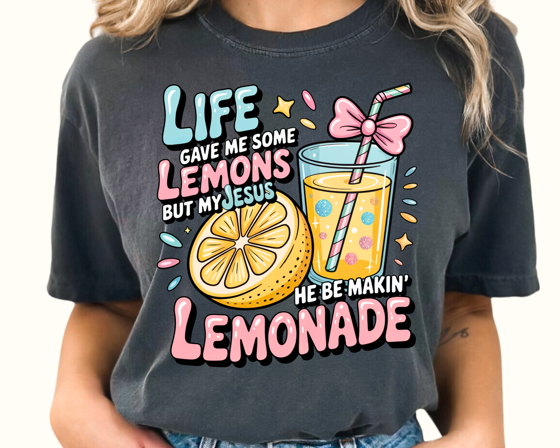 Jesus be makin Lemonade Faith Based Religious DTF TRANSFER or UV DTF STICKER