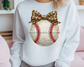 Baseball with Bow DTF TRANSFER or UV DTF STICKER