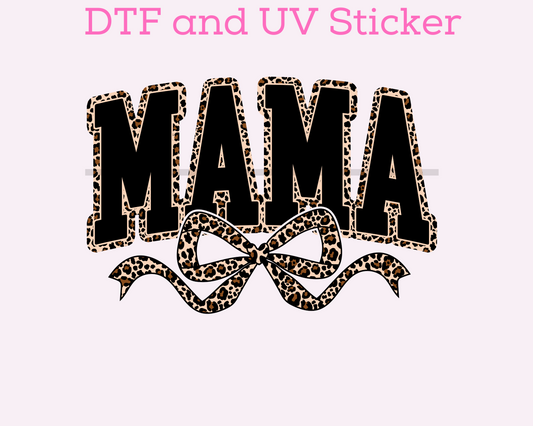 Mama Bow Coquette Leopard DTF TRANSFER or UV DTF STICKER DECAL