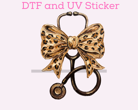 Nurse DR Leopard Stethoscope DTF TRANSFER or UV DTF STICKER DECAL