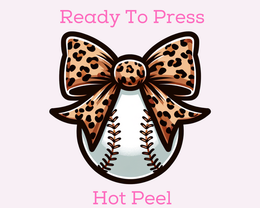 Leopard Print Coquette Bow Baseball DTF TRANSFER or UV DTF STICKER