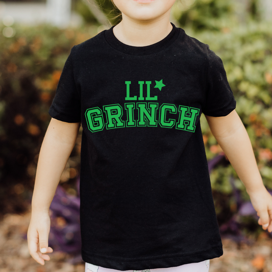 Green Varsity Lil Gr!nch Christmas DTF TRANSFER or UV DTF STICKER
