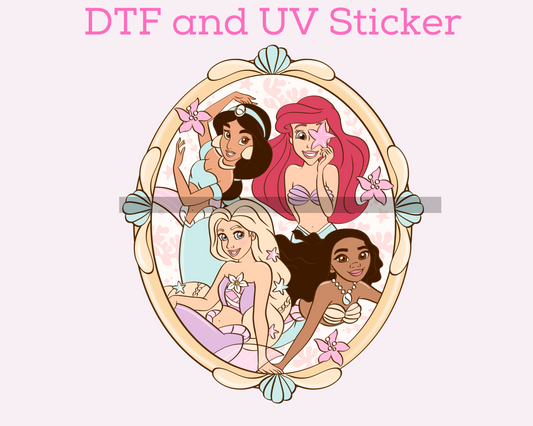 Magical Princess in Mirror DTF TRANSFER or UV DTF STICKER