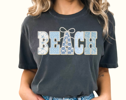 Beach Pearl Varsity Letters DTF TRANSFER or UV DTF STICKER