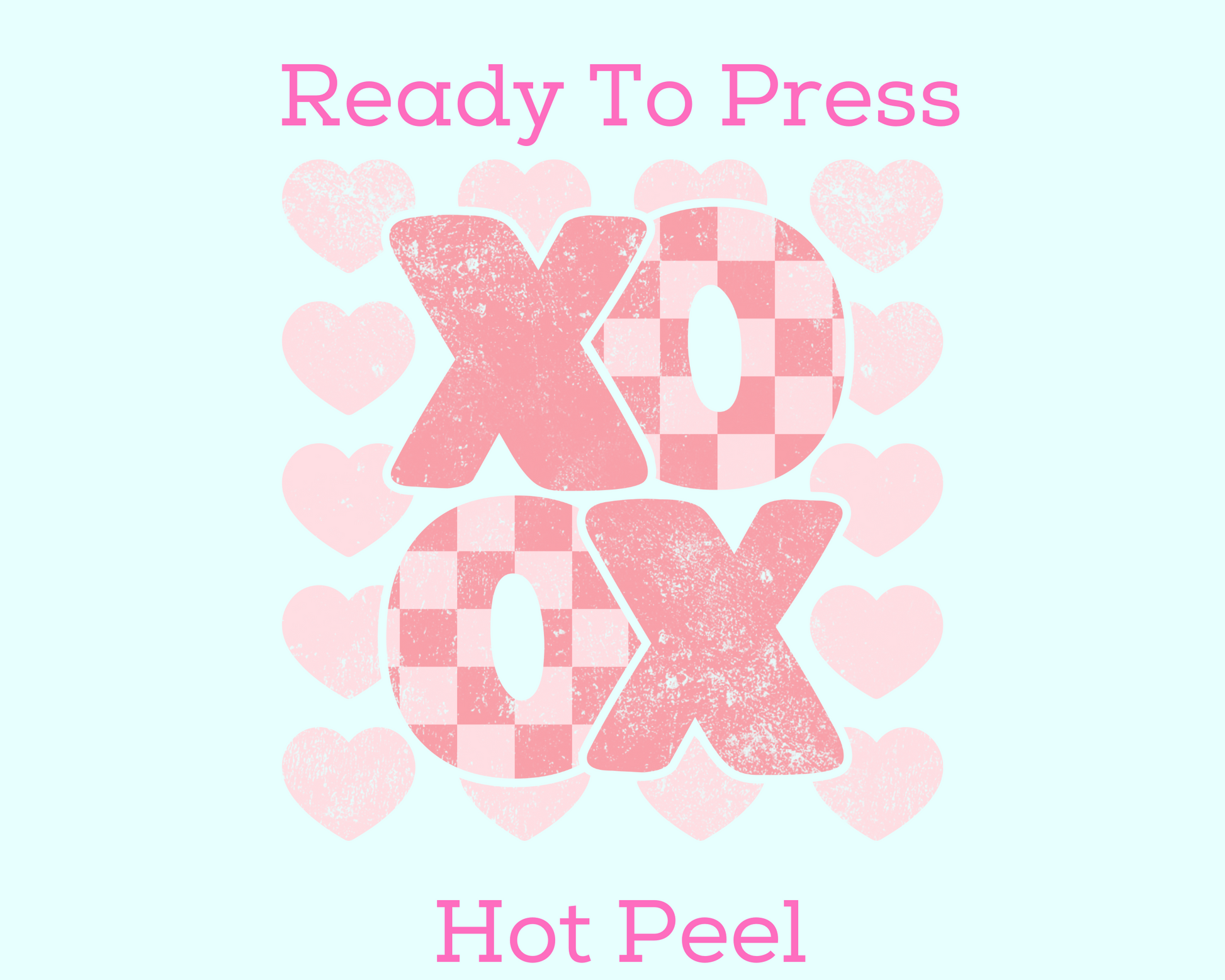 Checkered Pink XOXO (Distressed) Valentine's Day DTF TRANSFER
