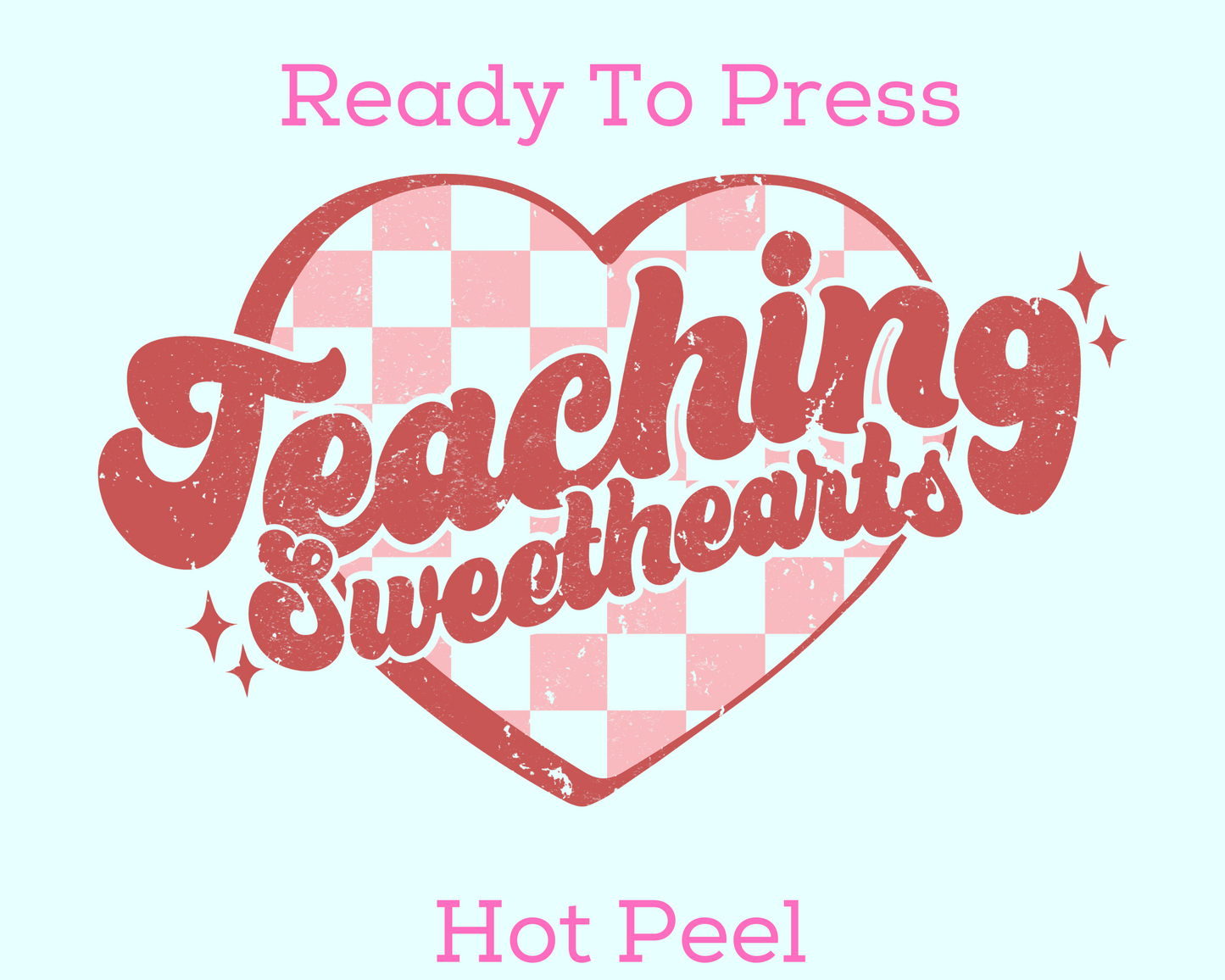 Teaching Sweethearts (Distressed) Checkered Heart Valentine's Day DTF TRANSFER or UV DTF STICKER