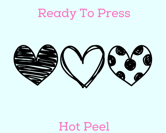 Three Black Hearts (Transparent) Valentine's Day DTF TRANSFER