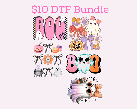 $10 Orange and Pink Halloween Bundle 5- 11' DTF Transfer