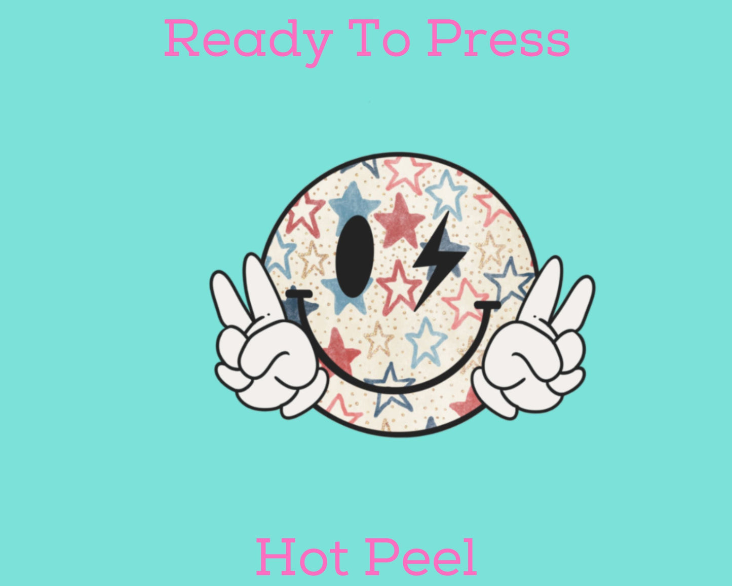 Patriotic Peace Smiley DTF TRANSFER or UV DTF STICKER
