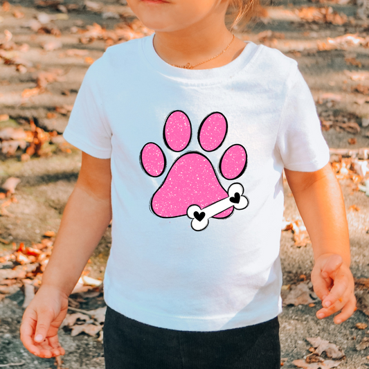 Pink Faux Sequins Paw Mom DTF TRANSFER or UV DTF STICKER DECAL