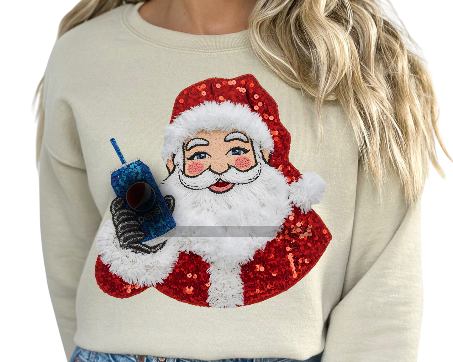 Blue Can Soda Santa Christmas DTF TRANSFER