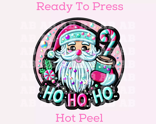Faux Embroidery Girlie Santa Christmas DTF TRANSFER
