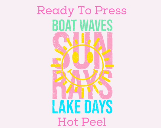 Boat Days Sun Rays Summer DTF TRANSFER or UV DTF STICKER