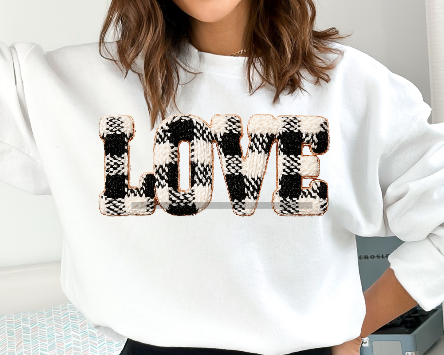 Faux Yarn Love Plaid Valentine's Day DTF TRANSFER or UV DTF STICKER