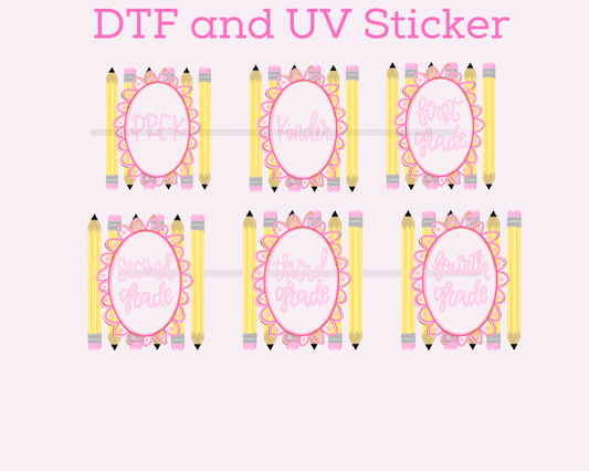 All Grades Girl School Pencils Bow TRANSFER