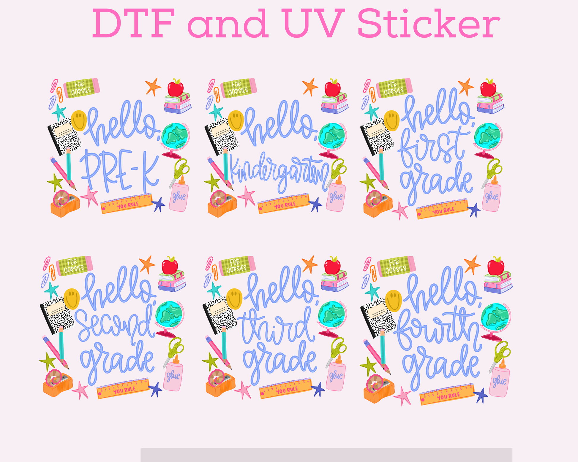 All Grades Girl School Supplies DTF TRANSFER