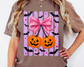 Pumpkin Cherry Bow Purple Stipes Halloween DTF TRANSFER