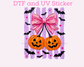 Pumpkin Cherry Bow Purple Stipes Halloween DTF TRANSFER
