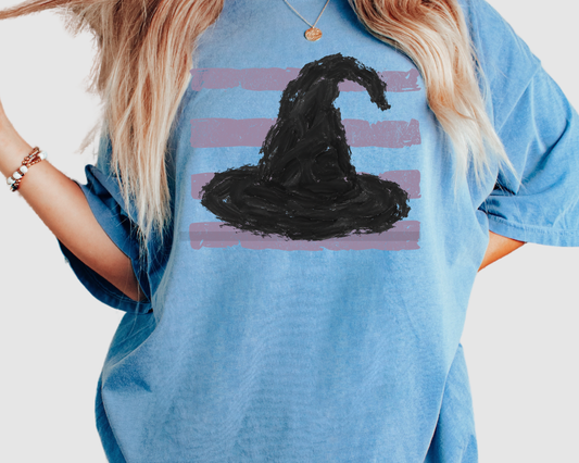 Witch Hat Purple Stripes Halloween DTF TRANSFER