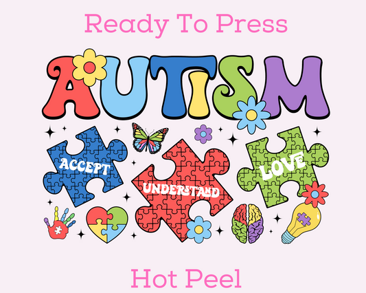 Accept Understand Love Autism Awareness DTF TRANSFER or UV DTF STICKER DECAL