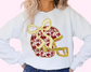 Red Gold Floral Helmet Football DTF TRANSFER or UV DTF STICKER