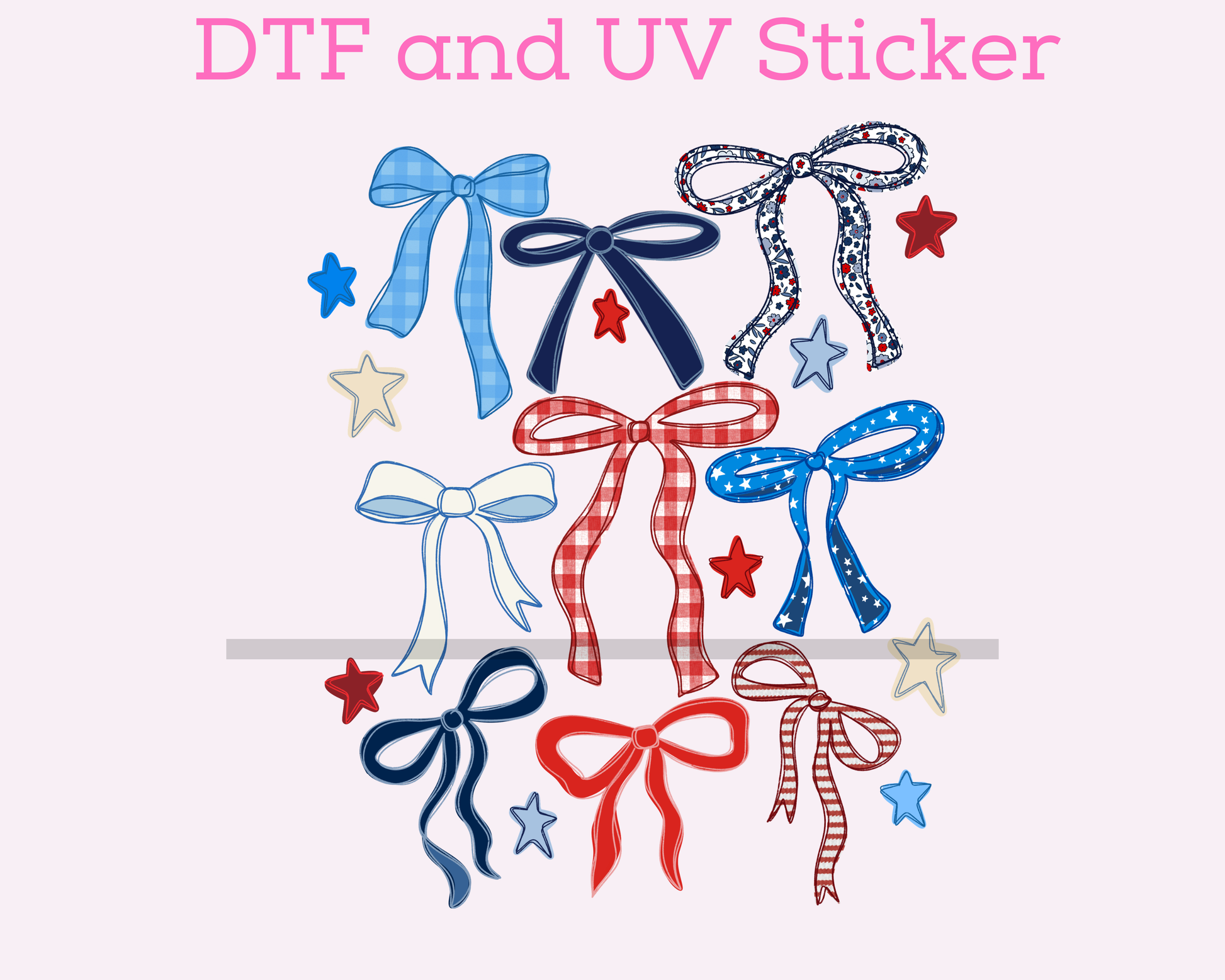 Red White Blue Bows Patriotic 4th of July DTF TRANSFER