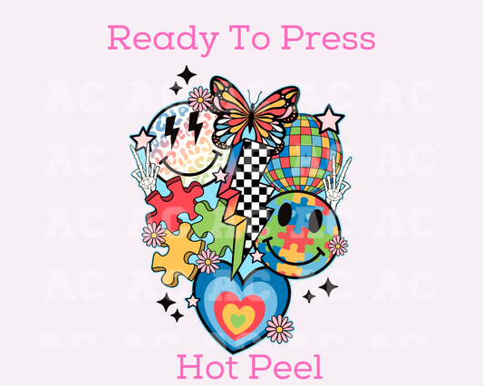 Retro Autism Collage DTF TRANSFER or Uv Dtf Sticker