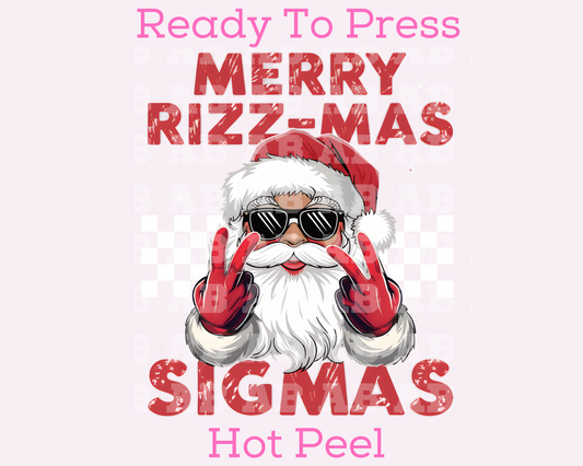 Red Merry Rizz-Mas Sigmas (Distressed) Christmas DTF TRANSFER or UV DTF STICKER