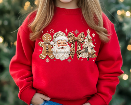 Neutral Leopard Santa Christmas DTF TRANSFER