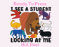 Brown Bear I See a Student DTF TRANSFER or UV DTF STICKER DECAL