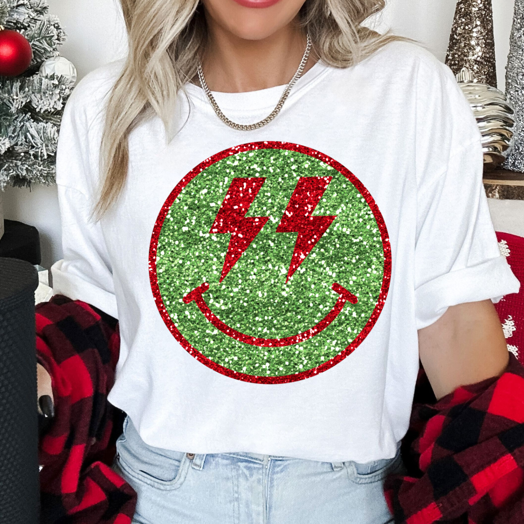 Faux Sequins Smiles (Red And Green) DTF TRANSFER